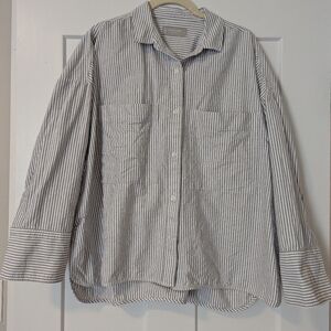 Everlane Black/White Stripe Boxy Oxford